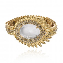 Pulseira Claudia Arbex Pavão Cristais Ouro Vintage