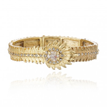 Pulseira Claudia Arbex Pavão Cristais Ouro Vintage