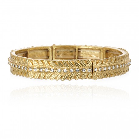 Pulseira Claudia Arbex Pavão Cristais Ouro Vintage