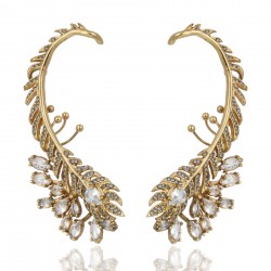 Brinco Claudia Arbex Pavão Ear Cuff Maxi Ouro Vintage