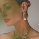 Brinco Claudia Arbex Pavão Pingente Cristais Ouro Vintage