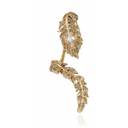 Brinco Claudia Arbex Pavão Piercing Único Ouro Vintage