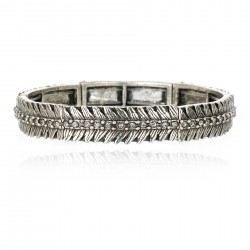 Pulseira Claudia Arbex Pavão Cristais Prata Vintage