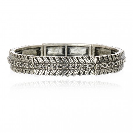 Pulseira Claudia Arbex Pavão Cristais Prata Vintage