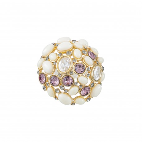 Broche Nádia Gimenes Red Multi Cristais Dourado
