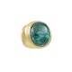 Anel Fane's Pedra Natural Labradorita Verde Metal Dourado
