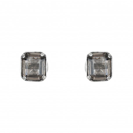 Brinco Claudia Arbex Rock Lovers Cristal Prata Vintage