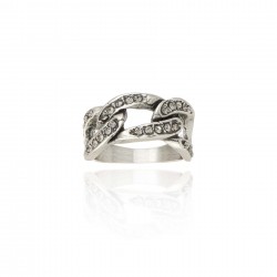 Anel Claudia Arbex Rock Lovers Elos Cristais Prata Vintage