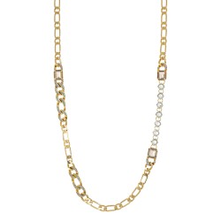Colar Claudia Arbex Rock Lovers Longo Cristais Ouro Vintage
