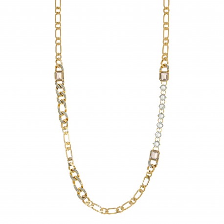 Colar Claudia Arbex Rock Lovers Longo Cristais Ouro Vintage