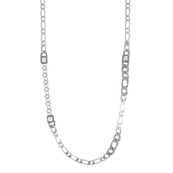Colar Claudia Arbex Rock Lovers Longo Cristais Prata Vintage