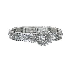 Pulseira Claudia Arbex Pavão Cristais Prata Vintage