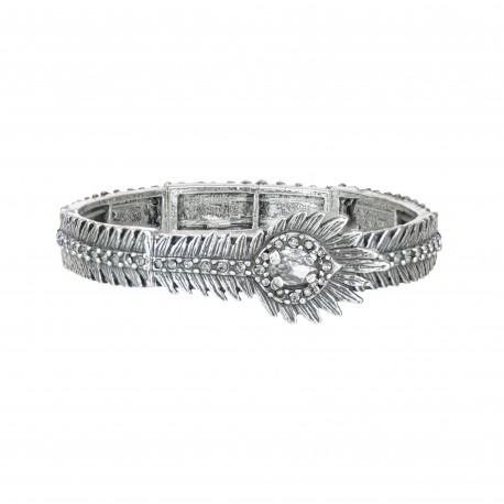Pulseira Claudia Arbex Pavão Cristais Prata Vintage