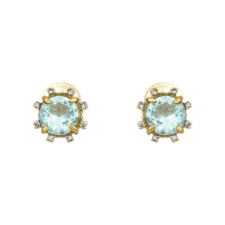 Brinco Claudia Arbex Cristal Blue Edition Ouro Vintage