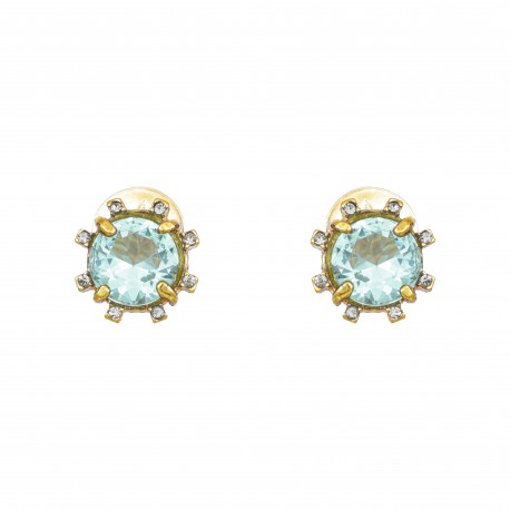 Brinco Claudia Arbex Cristal Blue Edition Ouro Vintage