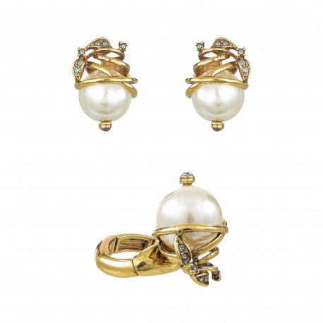 Conjunto Claudia Arbex Vitória Pérolas Ouro Vintage