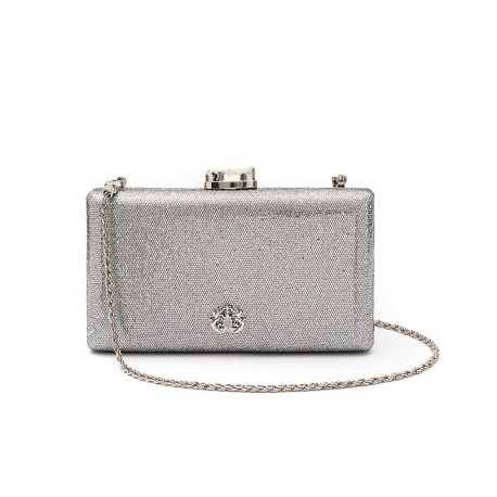 Bolsa Isla Clutch Eva Fecho Glitter Luminoso Prata