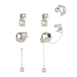 Brinco Nádia Gimenes Perfume de Mulher kit Piercing Cristal Prata