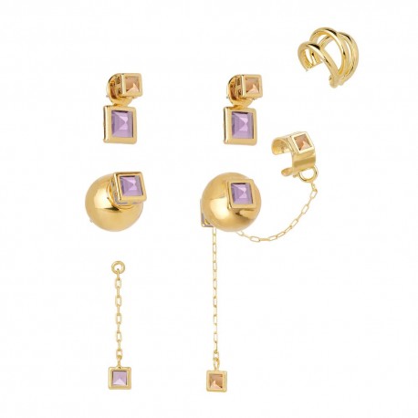 Brinco Nádia Gimenes Perfume de Mulher kit Piercing Dourado