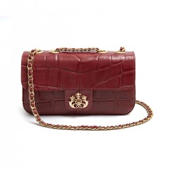 Bolsa Isla Anne Baguete Couro Caiman Carmim