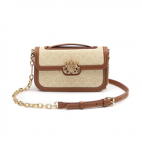 Bolsa Isla Sirena Mini Baguete Monograma Canvas Creme