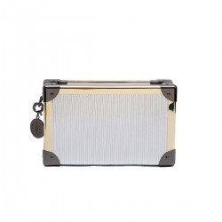 Bolsa Isla Clutch Trunk Specchio Couro Prata