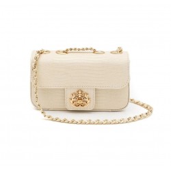 Bolsa Isla Anne Mini Baguete Couro Lizard Vanilla