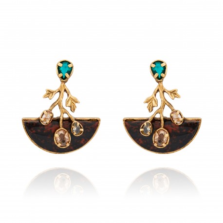 Brinco Camila Klein Pavimentar Obsidiana Ouro Velho
