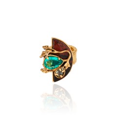 Anel Camila Klein Pavimentar Obsidiana Ouro Velho