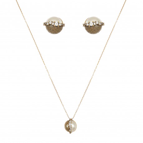 Conjunto Nino Bran Acessórios Pérola Ouro Vintage