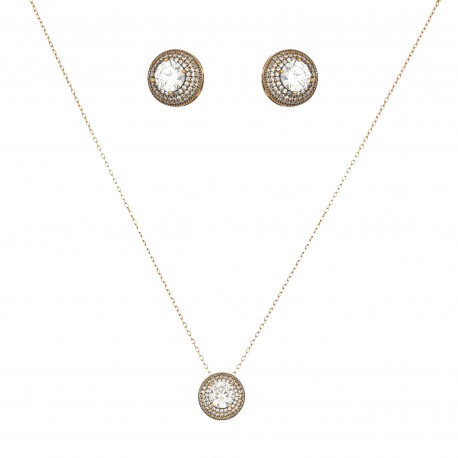 Conjunto Nino Bran Acessórios Zircônias Ouro Vintage