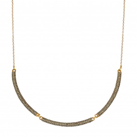 Colar Nino Bran Acessórios Choker Cristais Ouro Vintage