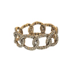 Pulseira Nino Bran Acessórios Elos Cristais Ouro Vintage