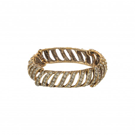 Pulseira Nino Bran Acessórios Kyara Cristais Ouro Vintage