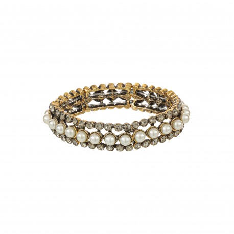 Pulseira Nino Bran Acessórios Sabrina Pérolas Ouro Vintage