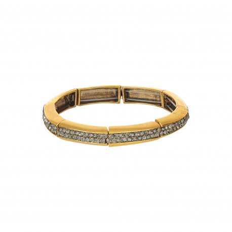 Pulseira Nino Bran Acessórios Ashley Cristais Ouro Vintage