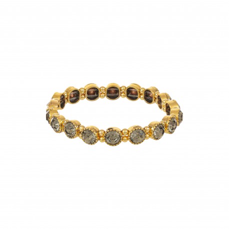 Pulseira Nino Bran Acessórios Fio Cristais Ouro Vintage