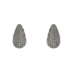 Brinco Nino Bran Acessórios Gota Cristais Prata Vintage