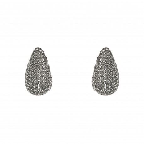 Brinco Nino Bran Acessórios Gota Cristais Prata Vintage