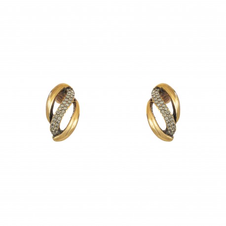 Brinco Nino Bran Acessórios Zaia Cristais Ouro Vintage
