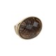 Anel Fane's Pedra Natural Cristal Mocca Metal Dourado