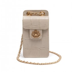 Bolsa Isla Pouch Anne Tampa Couro Marshmallow Ouro