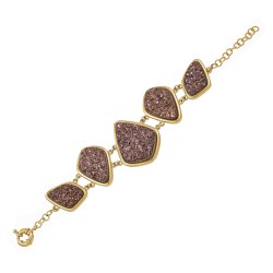 Pulseira Fane's Pedra Drusa Bronze Metal Dourado