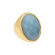 Anel Fane's Pedra Natural Quartzo Azul Metal Dourado