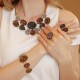 Pulseira Fane's Pedra Drusa Bronze Metal Dourado