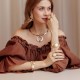 Colar Fane's Pedras Naturais Choker Àgata Zircônia Metal Ouro