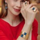 Brinco Fane's Pedra Drusa Azul Royal Pérola Metal Dourado