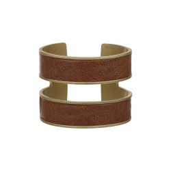Pulseira Luiza Rogi Ava Bracelete Couro Ouro Envelhecido