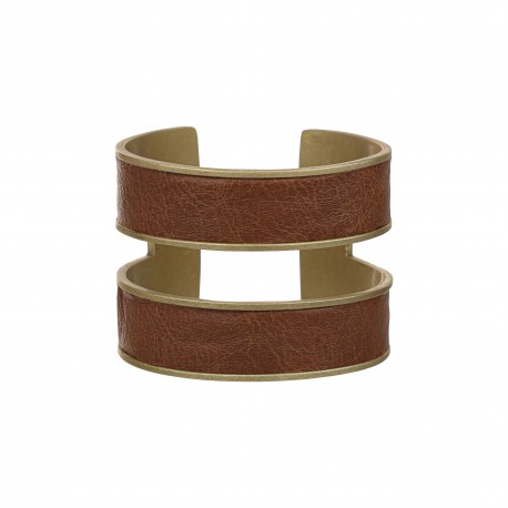 Pulseira Luiza Rogi Ava Bracelete Couro Ouro Envelhecido