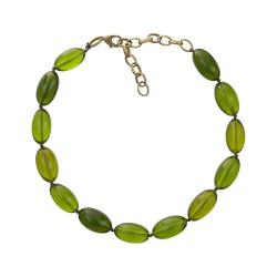 Colar Luiza Rogi Ava Curto Resina Verde Ouro Envelhecida